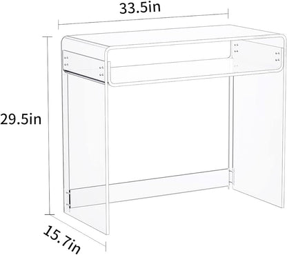 Acrylic Desk Laptop Study Table Home Office Console Table Entrance Table, 33.5'' x 15.7'' x 29.5'' (Clear)
