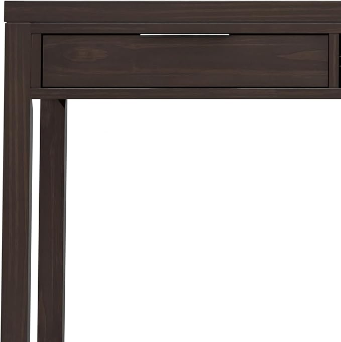 SIMPLIHOME Hollander SOLID WOOD Contemporary Modern Wide Office Desk, Writing, Workstation and Study Table, 72 inch, Warm Walnut Brown