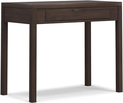 SIMPLIHOME Hollander SOLID WOOD Contemporary 38 inch Wide Small Desk in Warm Walnut Brown for The Office Desk, Writing Table, Workstation and Study Table