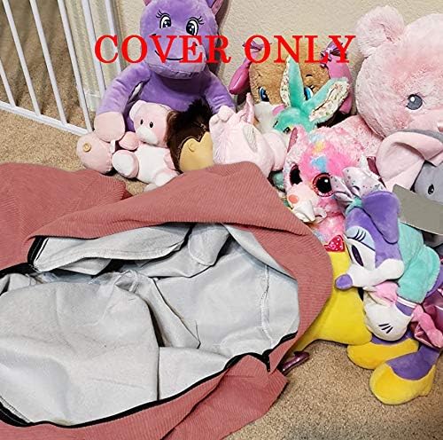 Stuffed Animal Storage Bean Bag Chair Cover (No Filler) for Kids and Adults.Soft Premium Corduroy Stuffable Beanbag for Organizing Children Plush Toys or Memory Foam Small 100L (Pink)