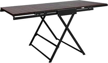 Origami modern 2 in 1 shelf to table Style, Organizer Deco Rack magically turn to a table/desk in a second, fully assembled, patent pending, Black/walnut (STT-WLN)