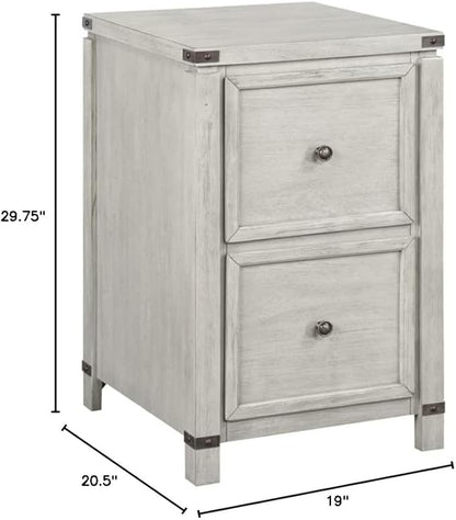 OSP Home Furnishings Designs Baton Rouge 2 Drawer File Cabinet with Rustic Design and Metal Accents, Champagne Oak