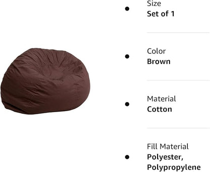 Flash Furniture Dillon Small Bean Bag Chair for Kids and Teens, Foam-Filled Beanbag Chair with Machine Washable Cover, Brown