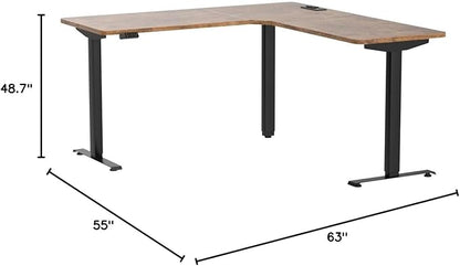 Marsail Corner Stand Up Desk Adjustable Height with 4-in 1 Electical Outlet, L Shaped Electric Standing Desk with Headphone Hook, Stand up Desk for Home Office Sturdy Writing Workstation Rustic