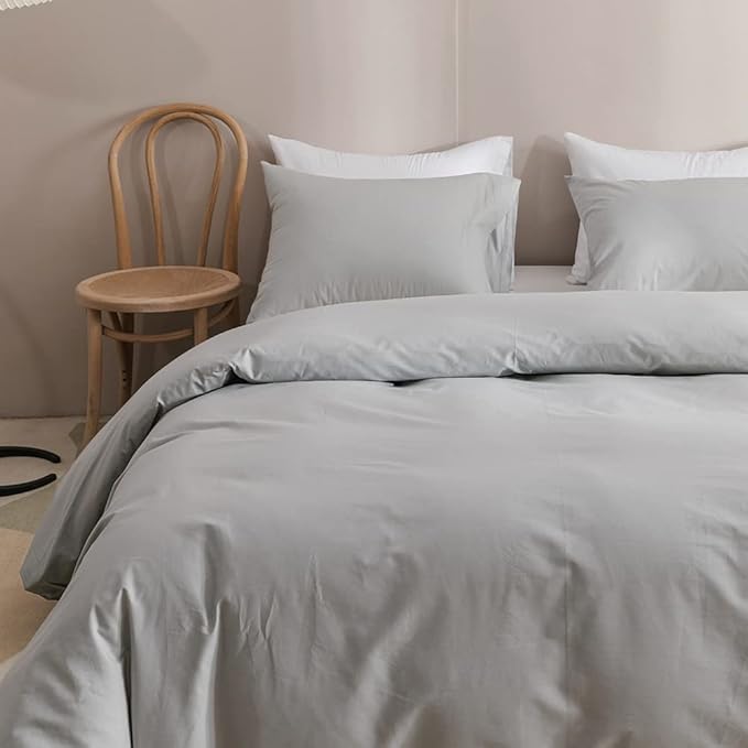 Silver Grey Comforter Set Twin Bright Gray Beddig Set for Kids Teens Adult Solid Silver Color Bedding Set 3 Pieces with 2 Pollowcases Lightweight Durable Gray Comforter Set