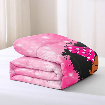 Black Girl Comforter Set Full for Kids Teens,Black Girl Magic Bedding Set,African American Girl Inspirational Quotes Comforter Set,Black Princess Bed Bedroom Set
