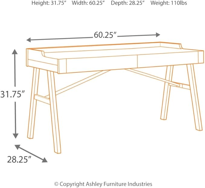 Signature Design by Ashley Raventown Urban 60" Home Office Desk, Weathered Brown