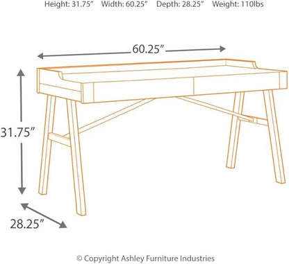 Signature Design by Ashley Raventown Urban 60" Home Office Desk, Weathered Brown