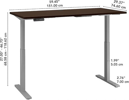 Bush Business Furniture Move 60 Series Electric Ergonomic Sit-Stand Computer Table for Home and Professional Office, 60W x 30D, Mocha Cherry