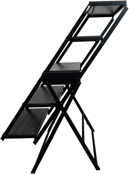 Origami Modern 2 in 1 Shelf to Table Style, Organizer Deco Rack Magically Turn to a Table/Desk in a Second, Fully Assembled, Patent Pending, Black(STT-BLKBLK)
