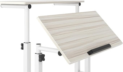 soges 23.6inches Height Adjustable Desk Laptop Desk on The Wheels, Rolling Stand Up Desk Computer Desk Adjustable Standing Desk Sit and Stand Desk Portable Laptop Table, Beige