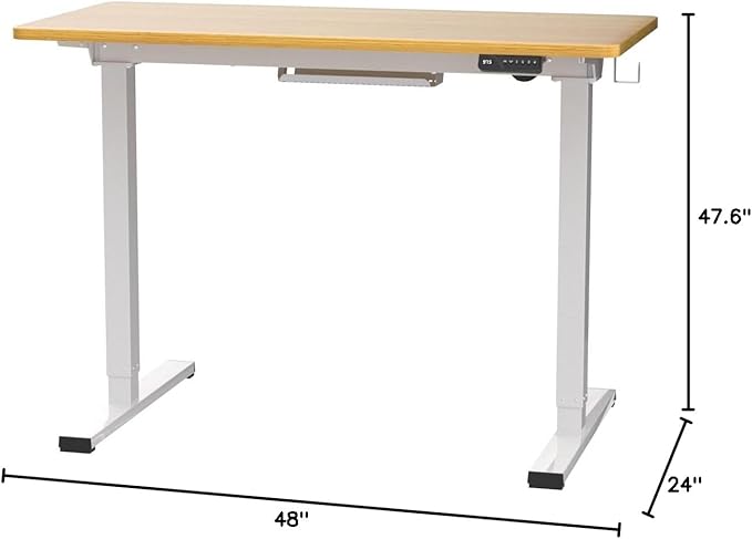 FLEXISPOT Adjustable Desk Quick Assembly Electric Standing Desk with 48 x 24 Inches Whole-Piece Ergonomic Memory Controller Sit Stand Desk(White Frame + 48" Bamboo Texture Desktop)