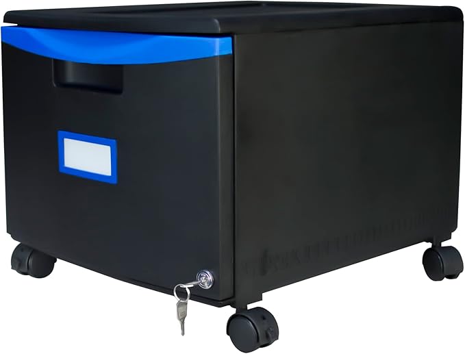 Storex 61269A01C File Cabinet, 1-Pack, Black/Blue