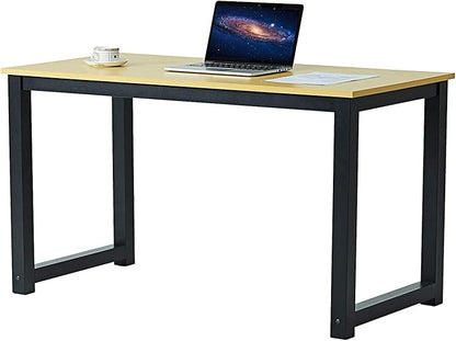 Computer Writing Desk 47 inch,Modern Simple Style PC Table, Black Metal Frame, Sturdy Home Office Table,Oak