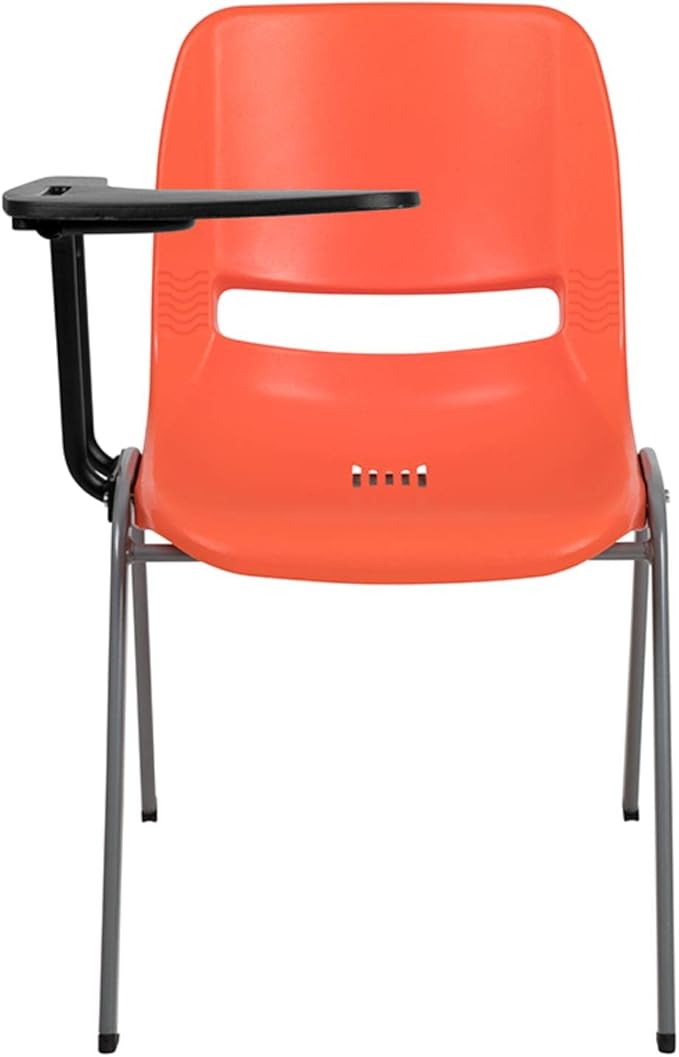 Flash Furniture HERCULES Orange Ergonomic Shell Chair with Right Handed Flip-Up Tablet Arm