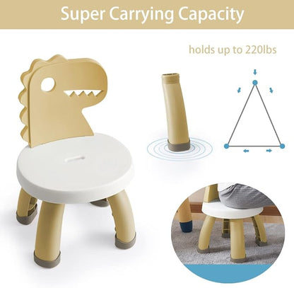 Toddler Chair,Plastic Kids Dino Chair,Sturdy Durable and Lightweight Toddler's Activity Chairs,Anti-Slip Ergonomic Design kids step stool,Indoor or Outdoor Use for Boys Girls Aged 2+ (Yellow)