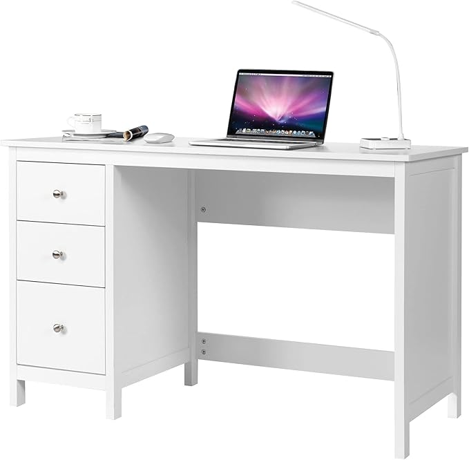 3-Drawer Computer Desk, White