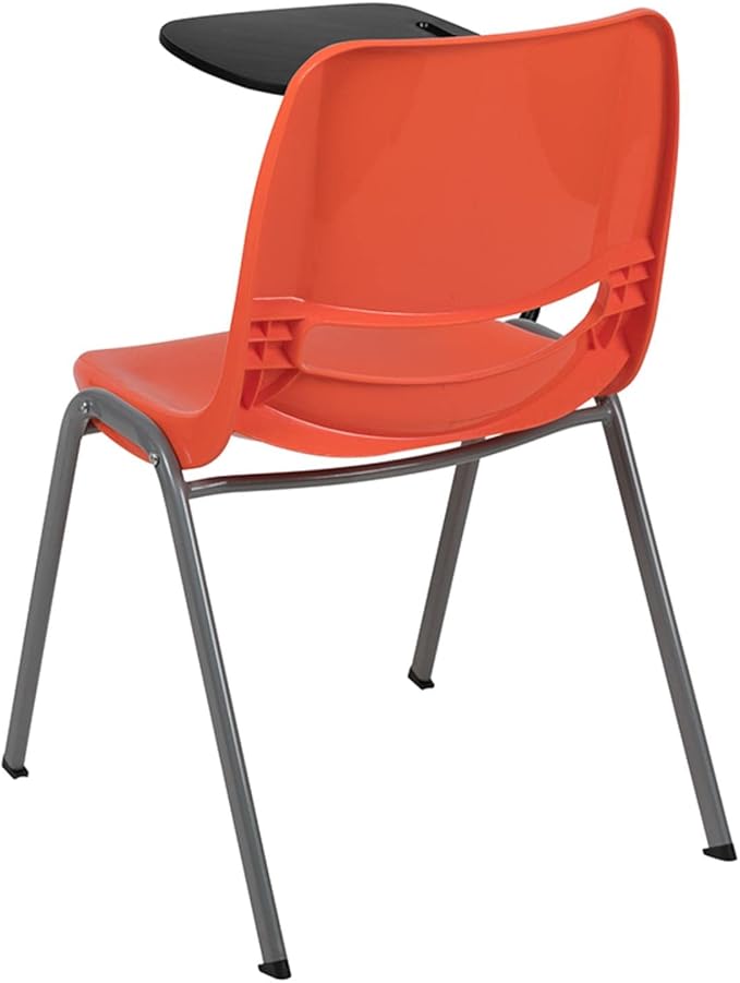 Flash Furniture HERCULES Orange Ergonomic Shell Chair with Right Handed Flip-Up Tablet Arm