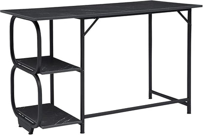 Anivia Gaming Computer Desk, Small Home Office Desk with 2 Storage Shelves, 47" Writing Desks Industrial Simple Style Wood Table Metal Frame for PC Laptop Notebook（Black） (47-B)