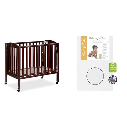 3-in-1 Portable Folding Crib Bundle with Sunset Extra Firm Fiber Mini Crib Mattress, 41x26x40 Inch and 38x24x3 Inch