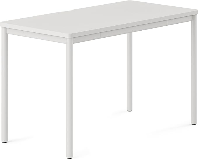 Branch Daily Desk - Functional At Home Office Desk with Effortless Assembly, Timeless Design, Rounded Corners, and Built-in Cable Notch - 48” W x 28.5” H x 24” D - White Work Table