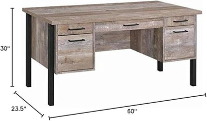 Coaster Furniture Samson 4-Drawer Writing Desk Weathered Oak and Black 801950