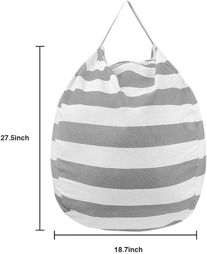 27Inch Stuffed Animal Storage Bean Bag Chairs for Kids Room, Stuff and Sit Storage Bean Bag Cover for Organizing Boys and Girls Plush Toy for Kids—Gray