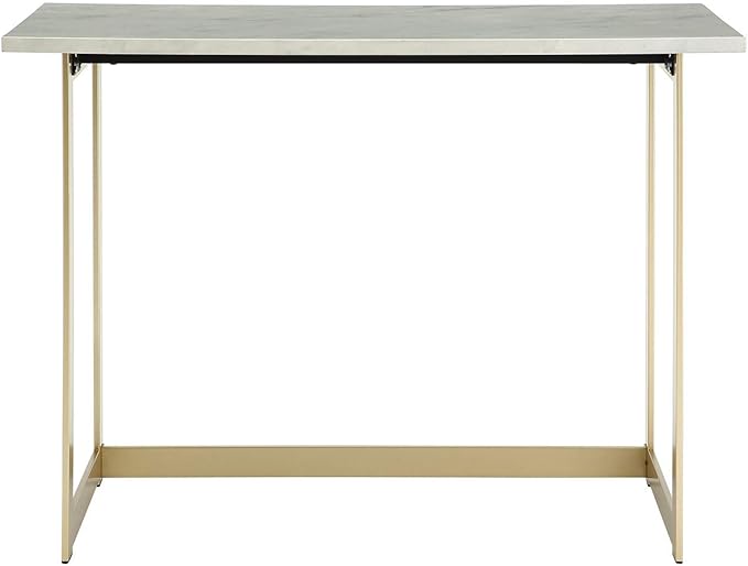 Walker Edison Modern Glam Faux Top Laptop Writing Desk Home Office Workstation Small, 42"L x 20"W x 30"H, Marble/Gold