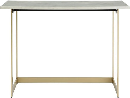 Walker Edison Modern Glam Faux Top Laptop Writing Desk Home Office Workstation Small, 42"L x 20"W x 30"H, Marble/Gold