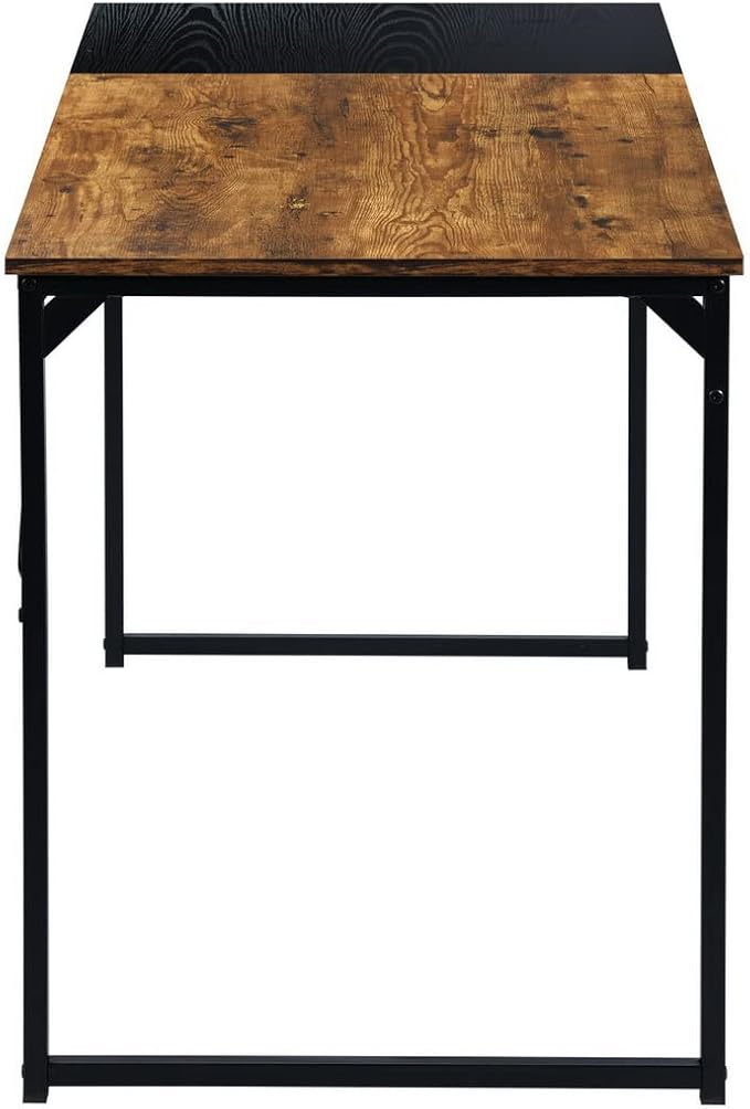 FurnitureR 39.4" Home Office Table Simple Computer Desk Laptop PC Writing Sturdy Metal Frames for Study Room, Brown&Black