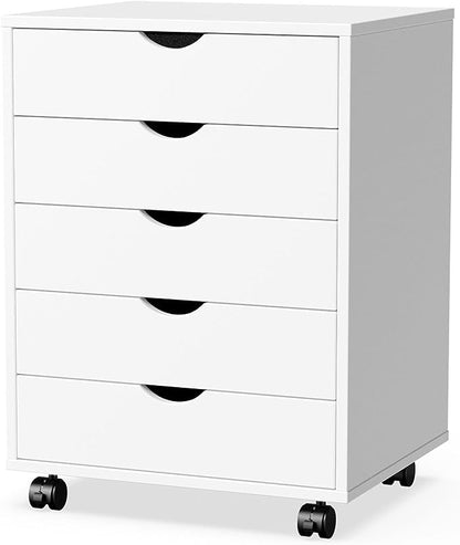 OLIXIS Chest Wood File Cabinet Rolling Organization Storage Dresser with Wheels for Home Office