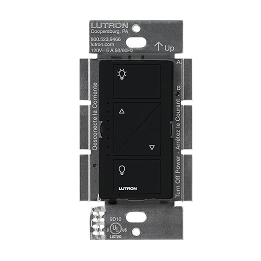Lutron Caseta Original Smart Dimmer Switch (Lutron Smart Hub Required), for LED Lights, 150 Watt, Single-Pole/3-Way, No Neutral Required, PD-6WCL-BL 4-PACK, Black, 4 Pack