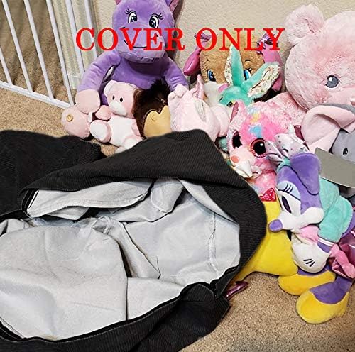 Stuffed Animal Storage Bean Bag Chair Cover (No Beans) for Kids and Adults.Soft Premium Corduroy Stuffable Beanbag for Organizing Children Plush Toys or Memory Foam Extra Large 300L (Black)