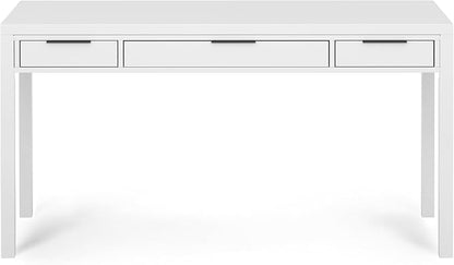 SIMPLIHOME Hollander Solid Wood Contemporary 60 Inch Wide Desk in White, for The Office Desk, Writing Table, Workstation and Study Table Distressed Dark Brown