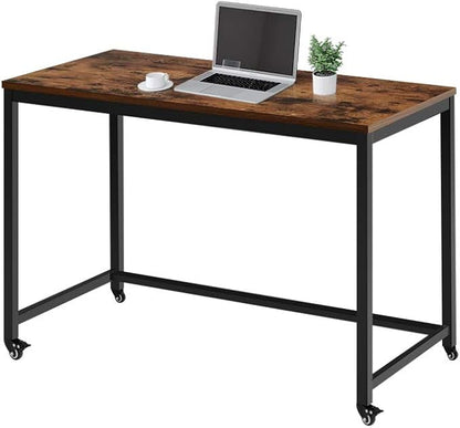 Computer Desk Writing Table Workstation with Durable Scratch-resistant Laminate Surface and Metal Frame, Brown