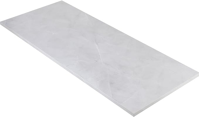 Kaboon Universal Tabletop 40"x18", Solid One-Piece Melamine Table Top, Double Desk L-Desk Floating Desk DIY, Home and Office, White Rock