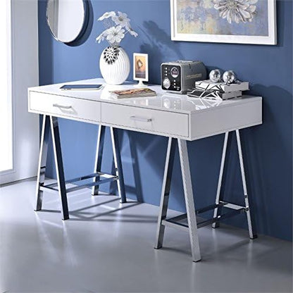 Acme Coleen Home Office Desk in White and Chrome