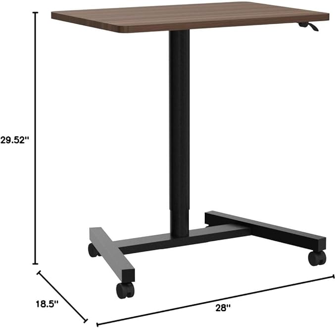 28-Inch Height Adjustable Laptop Desk, Sit-to-Stand Desk with Lockable Wheels, Rolling Standing Mobile Desk Cart for Home Office Classroom (Coffee)