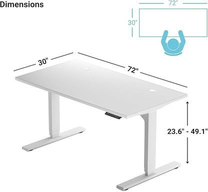 Standing desk bamboo top 72x30, electric. Adjustable height large stand up motorized ergonomic raised computer desk for home office