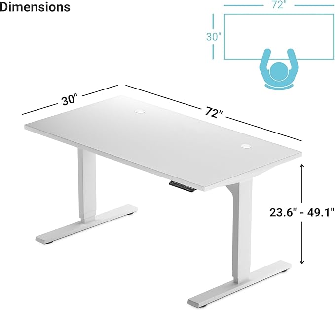 Standing Desk Bamboo top 72×30 - Adjustable Height Large Stand Up - Motorized Ergonomic Raised - Computer Desk for Home and Office
