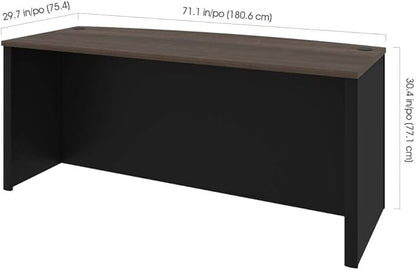 Bestar Connexion Desk Shell, 72W, Antigua & Black