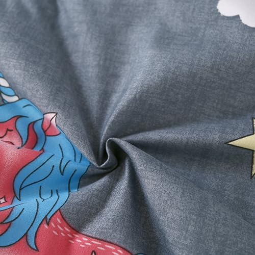 3PCS Gray Unicorn Comforter Set Twin, Bed in a Bag Unicorn Cute Room Decor, Wrinkle and Fade Resistant, Lightweight Twin Size Comforter Set for Boys, Girls Kids and Teens, Twin