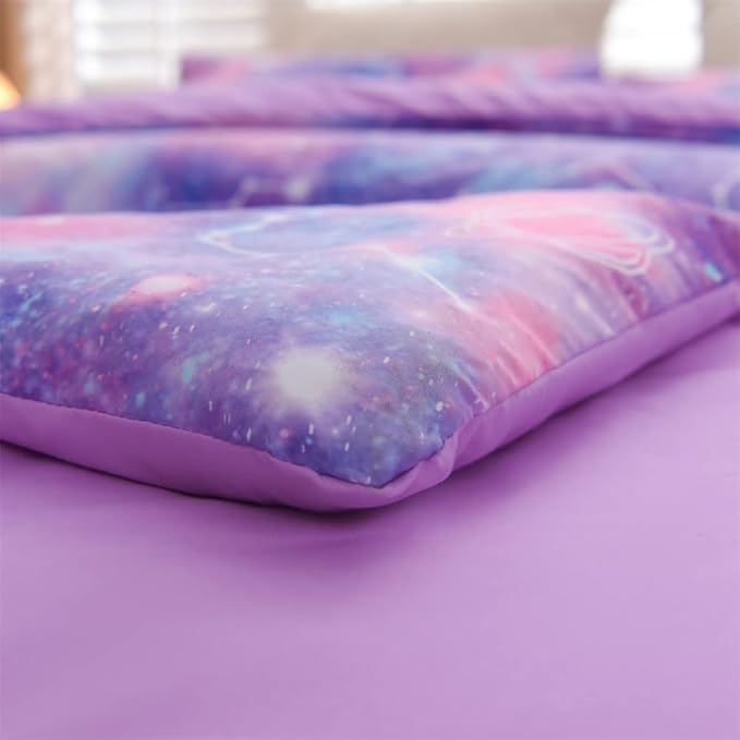 Holawakaka Tie Dye Constellation Print Ombre Comforter Set Queen Size Girls Boys Gradient Galaxy Bedding Sets(Purple, Queen)