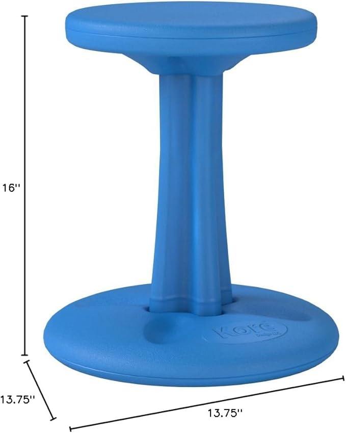 Kore Kids Junior Wobble Chair - Flexible Seating Stool for Classroom, Elementary School, ADD/ADHD - Made in The USA - Junior- Age 8-9, Grade 3-4, Blue (16in)