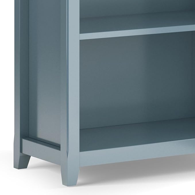 SIMPLIHOME Amherst SOLID WOOD 30 Inch Wide Transitional 5 Shelf Bookcase in French Blue, for The Living Room, Study Room and Office