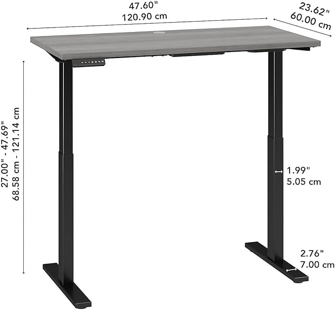 Bush Business Furniture Move 60 Electric Ergonomic Sit-Stand Computer Table for Home and Professional Office, 48W x 24D, Platinum Gray