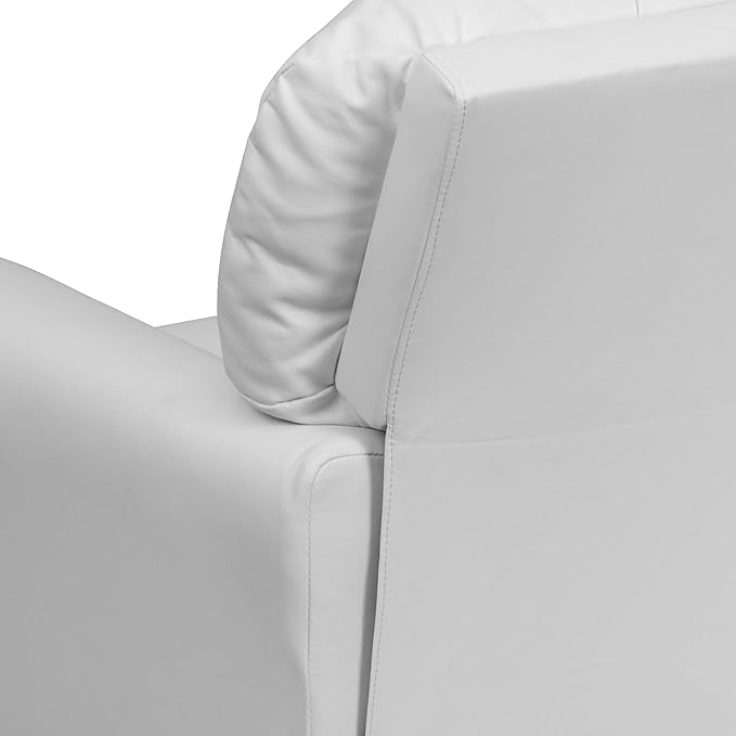 Flash Furniture Chandler Vinyl Kids Recliner with Cup Holder and Safety Recline, Contemporary Reclining Chair for Kids, Supports up to 90 lbs., White
