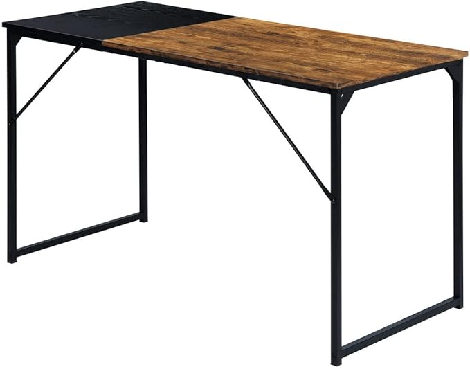 FurnitureR 39.4" Home Office Table Simple Computer Desk Laptop PC Writing Sturdy Metal Frames for Study Room, Brown&Black