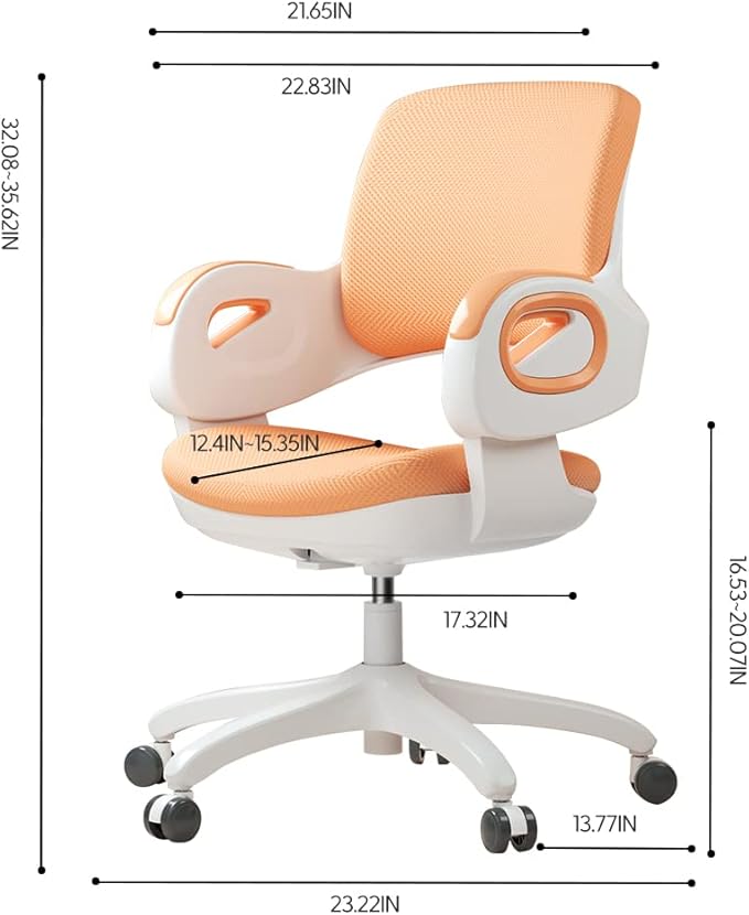 TIANFUSTAR Kids Desk Chair, Height Adjustable Children Study Chair, Ergonomics Student Chair, Child Computer Chair for Boys Girls Age 4-14, Orange