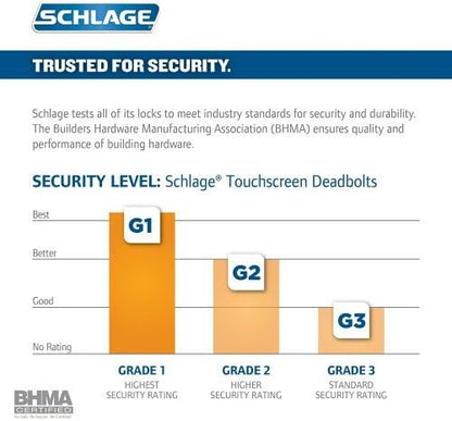 SCHLAGE Connect Century Touchscreen Deadbolt with Built-In Alarm and Handleset Grip with Latitude Lever, Satin Nickel, FE469NX LAT 619 CEN